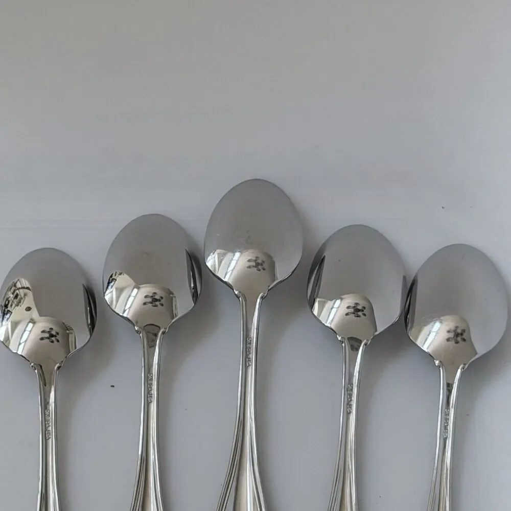 5Pc Oneida Arbor-American Harmony Teaspoons 6 1/8” Stainless Glossy